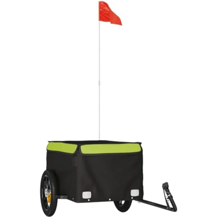 vidaXL Fahrradlastenanhänger Fahrradanhänger Schwarz und Grün 30 kg Eisen - Robuster Lastenanhänger für Fahrradtransport – Bild 3
