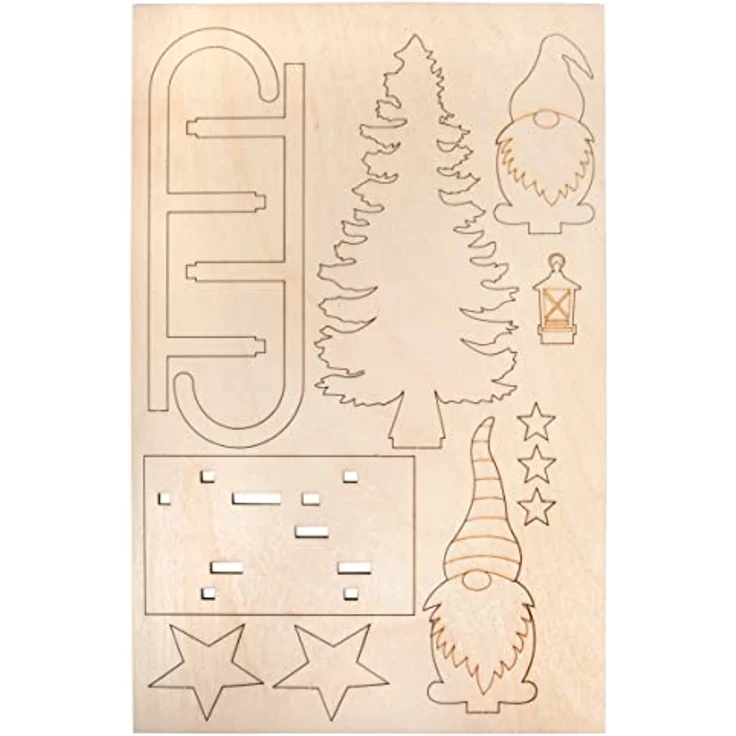 Rayher Holzbausatz Schlitten mit Wichtel, Holz FSC zertifiziert, natur, 11,5 x 5 x 16,5cm, Set 12-tlg., Holzdekoration Weihnachten, zum Basteln und Bemalen, 46671505 – Bild 2