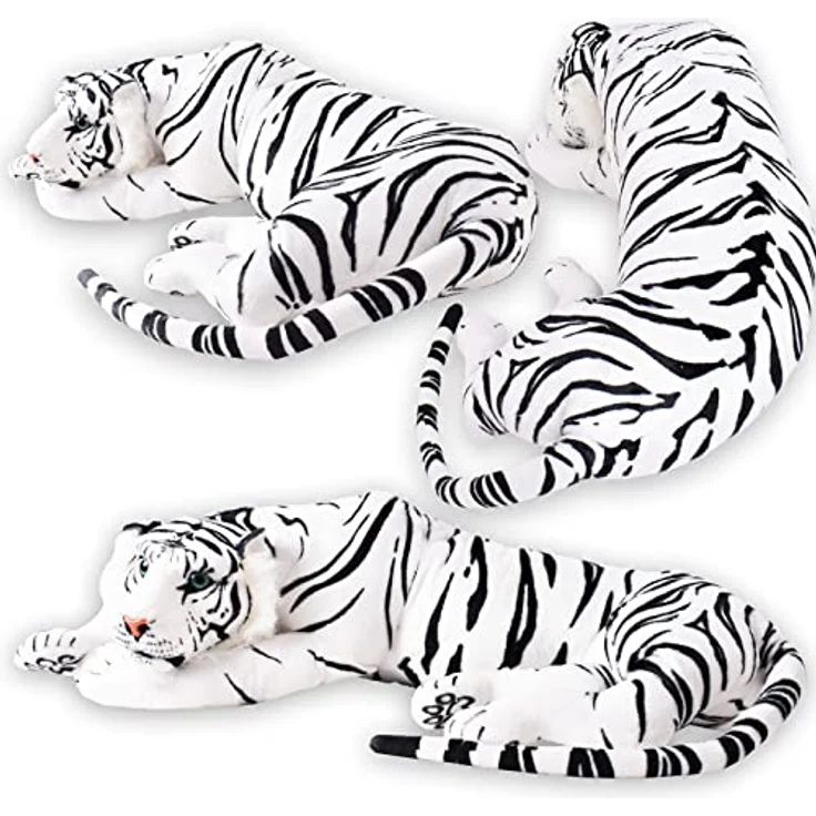 TE-Trend XXL Plüschtier Tiger Kuscheltier Stofftiger lebensecht 90 cm weiß schwarz getigert – Bild 5