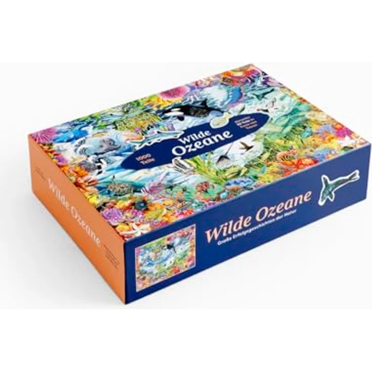 Laurence King Wilde Ozeane, Puzzle mit Tierformen und Poster, perfektes Familienspiel – Bild 3