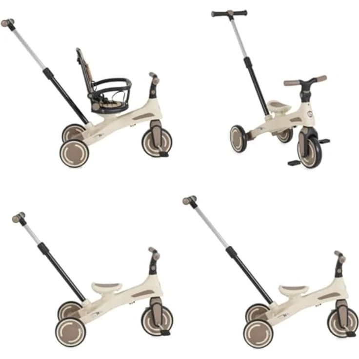 Byox Tricycle Juno 4 in 1, Dreirad mit Schiebegriff, drehbarem Sitz, anpassbarem Sonnendach, beige – Bild 5