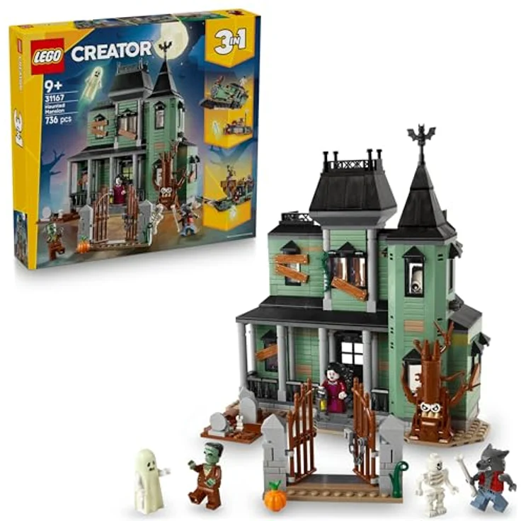 LEGO Creator 31167 Geisterhaus Bausatz, 3-in-1 Set mit 736 Teilen, 5 Minifiguren, Mehrfarbig – Bild 1