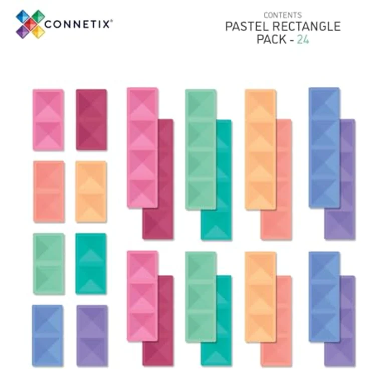 Connetix Pastel Rectangle Pack Magnetspielbausteine, 24 Teile, ab 3 Jahren – Bild 6