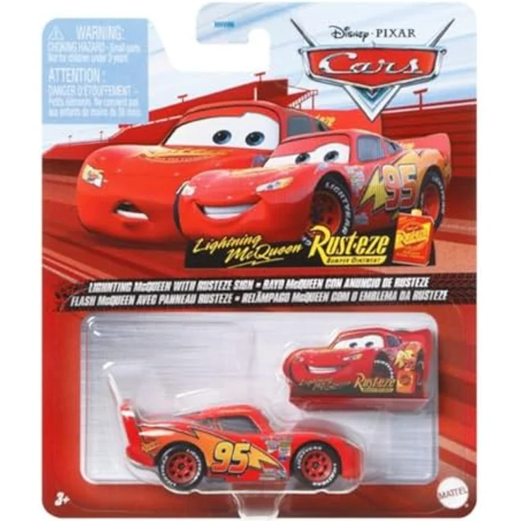 Auswahl Fahrzeuge Racing Style | Disney Cars | Die Cast 1:55 Auto | Mattel Lightning McQueen Rust-Eze Sign – Bild 7