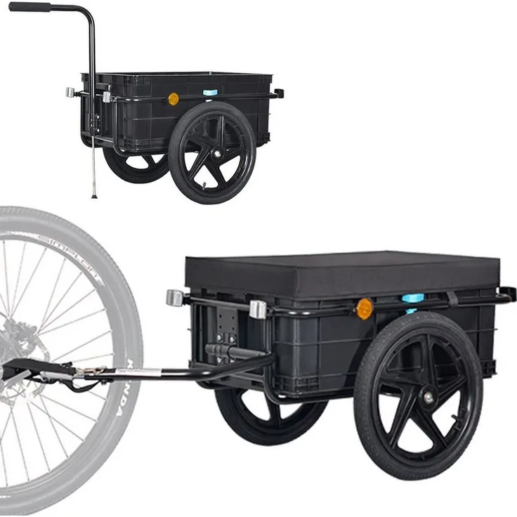 TIGGO Fahrradlastenanhänger Lastenanhänger & Handwagen Fahrradanhänger Transportanhänger, Stahlrahmen, klapperfreier Stabilisator, 16-Zoll Luftreifen, höhenverstellbare Anhängerkupplung