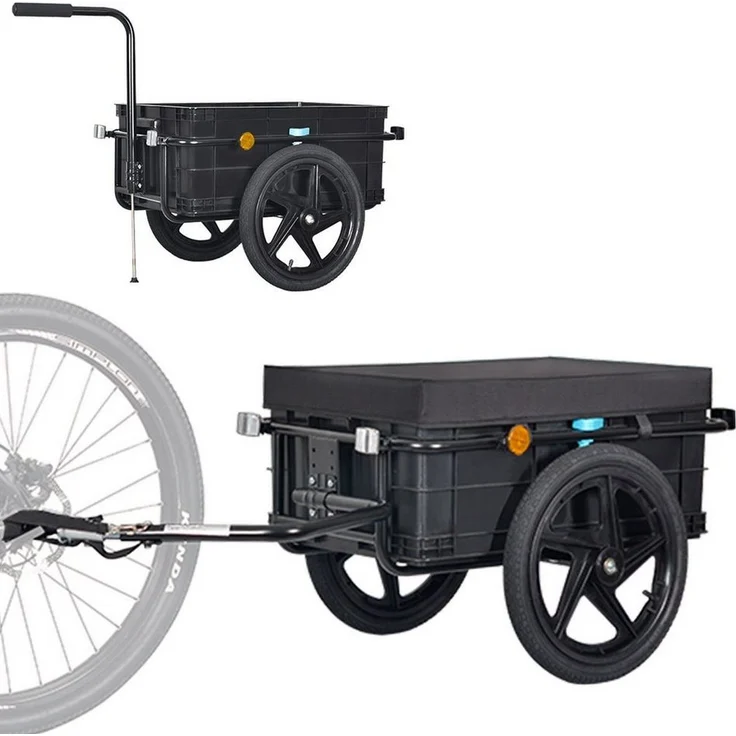 TIGGO Fahrradlastenanhänger Lastenanhänger & Handwagen Fahrradanhänger Transportanhänger, Stahlrahmen, klapperfreier Stabilisator, 16-Zoll Luftreifen, höhenverstellbare Anhängerkupplung