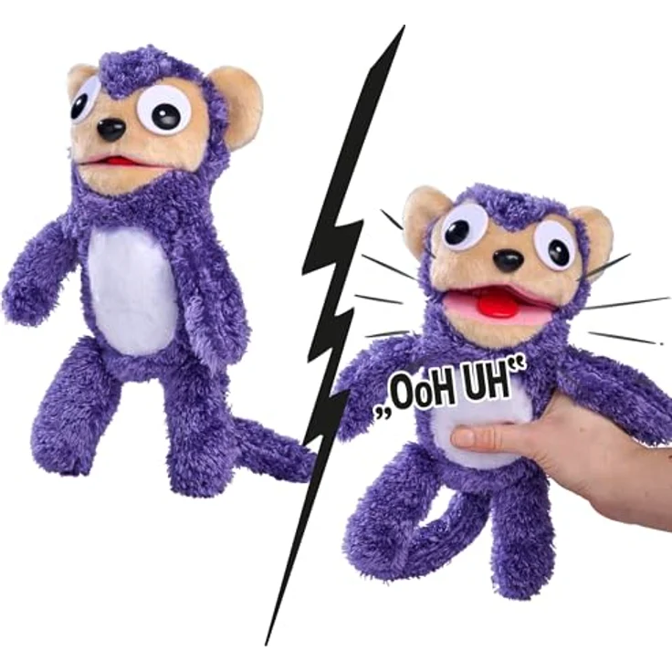 Simba 105953333 ScreamerZ Affe „Monkey Madness“ mit Sound - witziges Kuscheltier mit Schrei-Geräuschen - Plüschfigur für Kinder ab 5 Jahre, ca. 30 cm, lila – Bild 3
