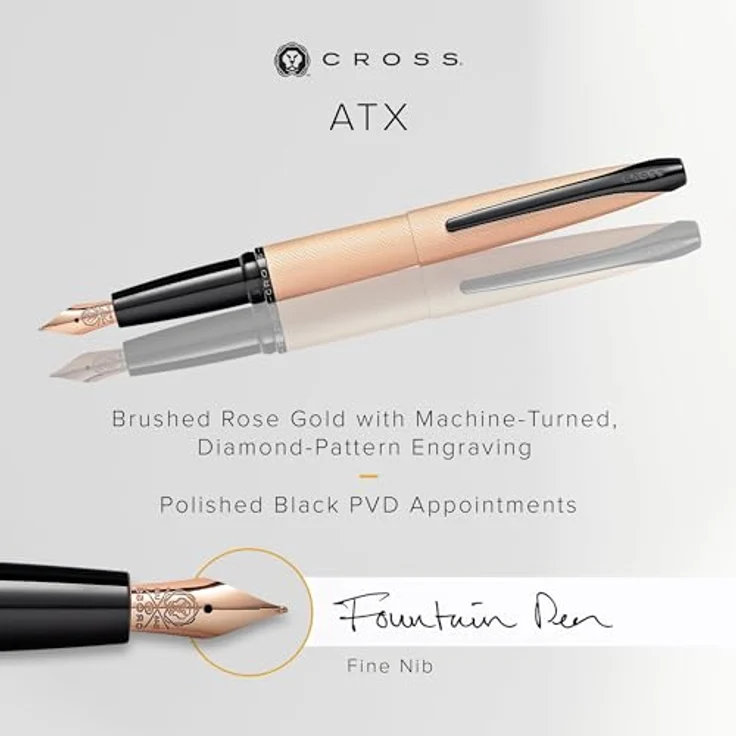 CROSS Füllfederhalter ATX, gebürstetes Rosegold mit F-Feder und diamantgefrästem Muster, in Geschenkbox – Bild 2