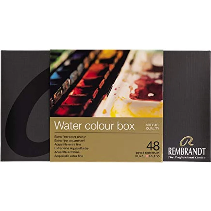 Rembrandt Watercolour Box 48 Pans & Sable Brush, professionelles Aquarellset im Metallkoffer, allgemeine Farbauswahl – Bild 2