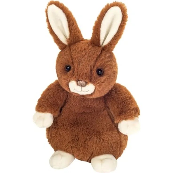 Teddy Hermann Hase Luna, Plüschtier aus dunkelbraunem Plüsch, 20 cm groß mit langen Ohren