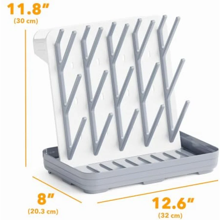 SpaceAid Abtropfgestell für Babyflaschen, mit 20 Haken und platzsparendem Design, vertikaler Flaschenhalter in weiß und grau – Bild 4
