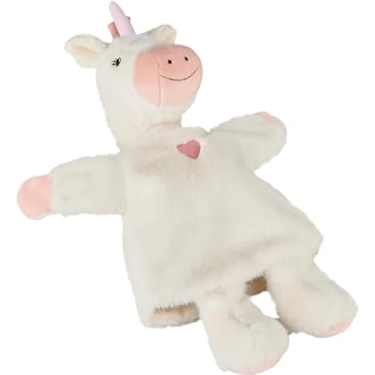 Sterntaler Handpuppe Einhorn, aus weichem Flausch mit samtigen Details, süße Stickerei, wattiert, 32 × 26 × 10 cm – Ecru – Bild 3