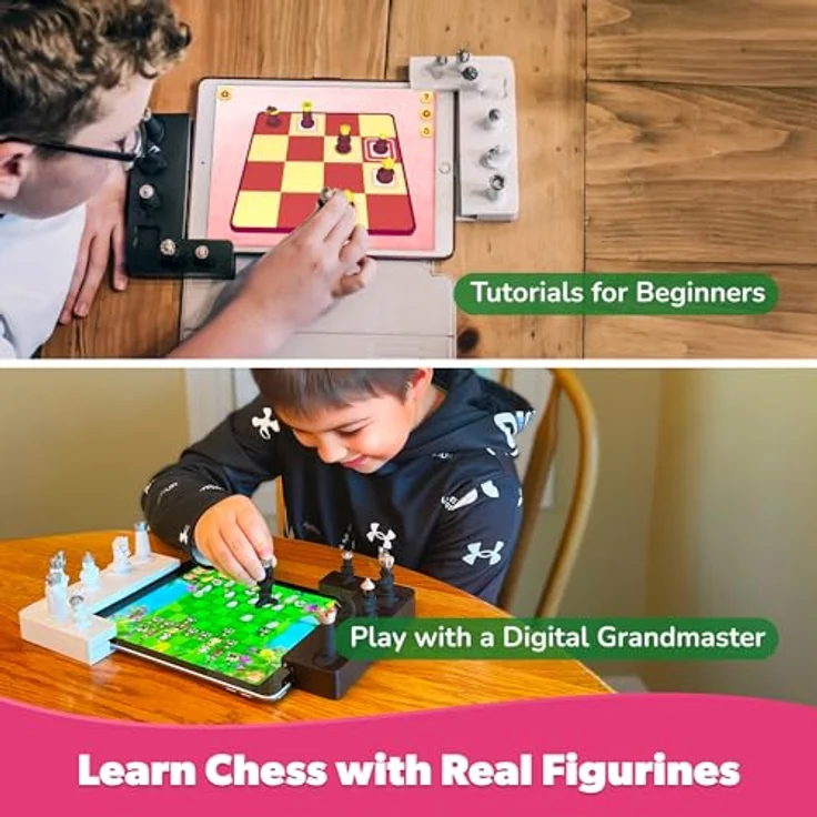 PlayShifu Tacto Chess, Lernspiel mit digitalen Spielmodi, zwei Rahmen und 12 Figuren, kompatibel mit Tablets ab 7 Zoll – Bild 3