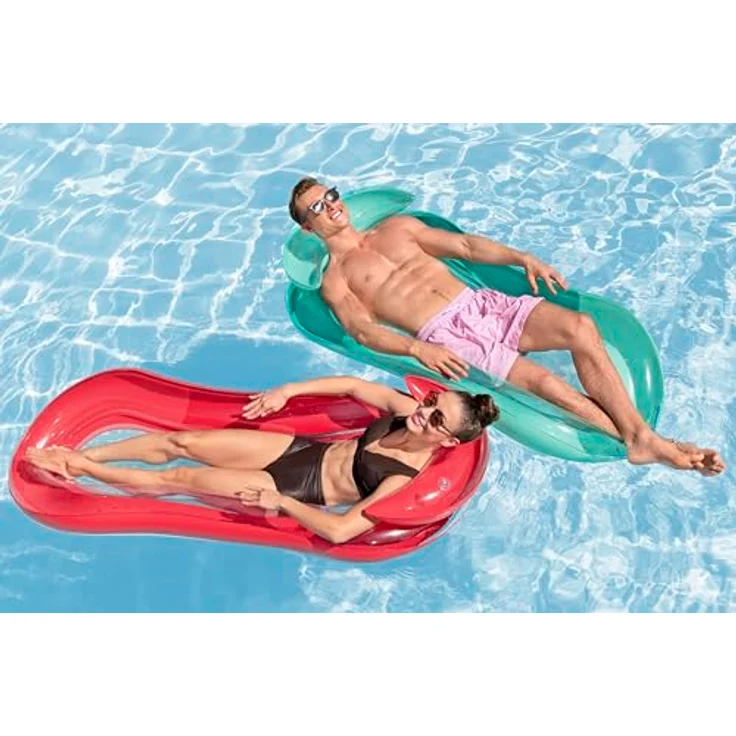 Bestway Hydroluxe Lounge Luftmatratze, 1.60m x 84cm mit Kopfstütze und Netz-Liegefläche, sommerliches Design – Bild 2