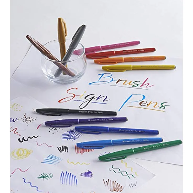 Pentel Sign Pen Brush Touch 4er Set, grün für Lettering und Zeichnen – Bild 6
