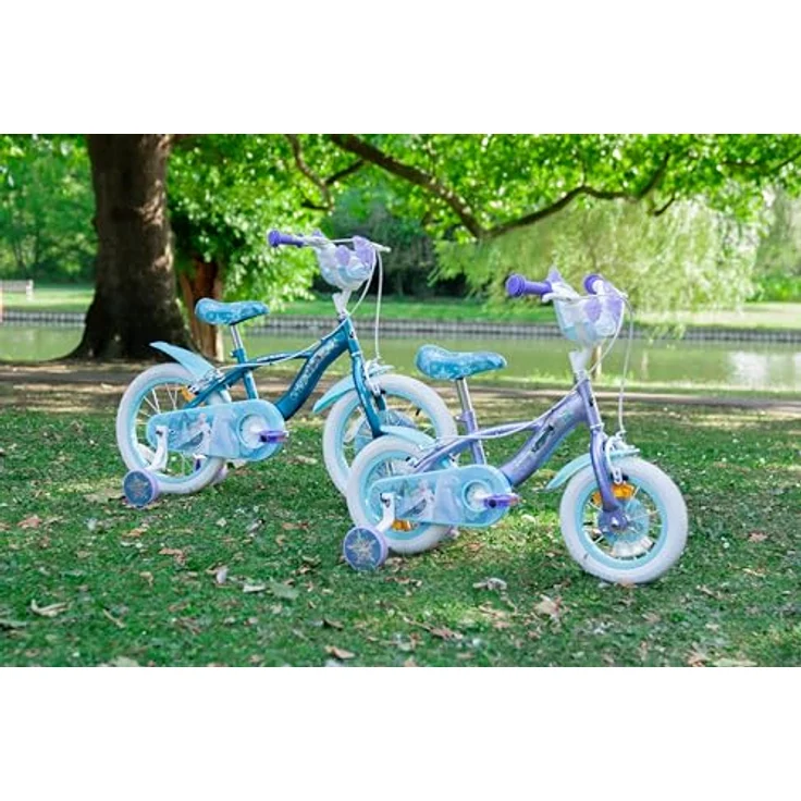 Huffy Disney Frozen Kinderfahrrad, 12 Zoll/30 cm, Metallic-Lila, mit Stützrädern und Puppenträger – Bild 9