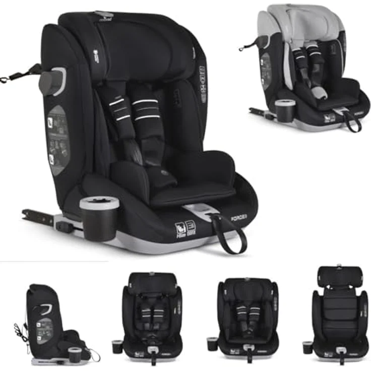 Cangaroo Force i-Size, Kindersitz Gruppe 1/2/3 mit Isofix und SPS-Seitenschutzsystem, grau – Bild 1