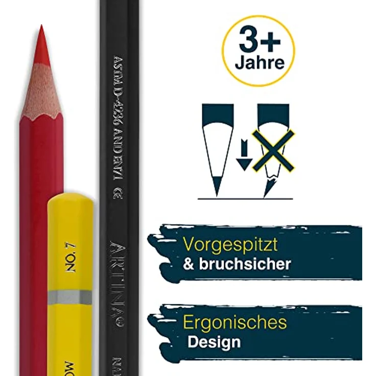 Artina Buntstift Artilo, 120-tlg, Kinder Holzstifte Set mit kräftigen Farben in Metallbox – Bild 2