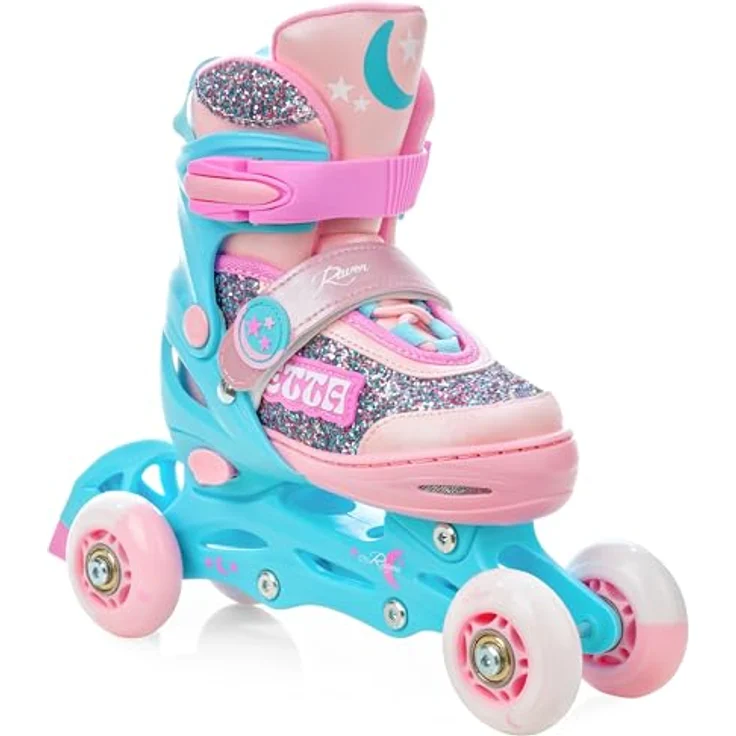 RAVEN 4in1 Inline Skates Triskates Rollschuhe Schlittschuhe Inliner für Kinder Mädchen verstellbar (Etta Blue/Pink, 34-37) – Bild 5