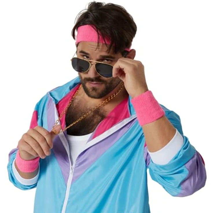 dressforfun Trainingsanzug Herren Set, lustiges Karneval Kostüm mit Retro-Look, inkl. Zubehör, XXXL – Bild 4