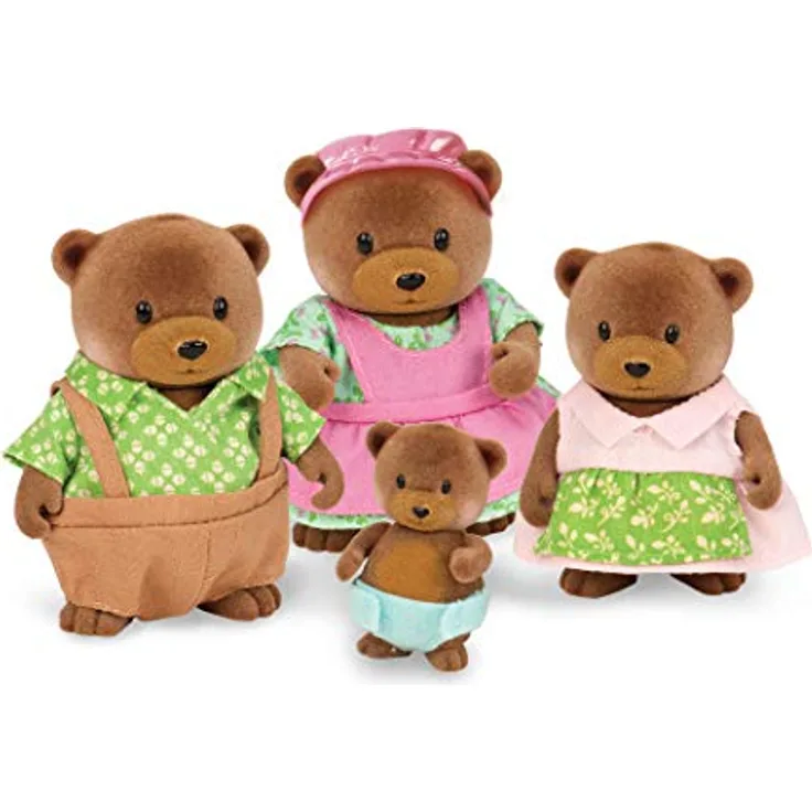 Li’l Woodzeez Bären Tierfamilie Healthnuggle – 4 weiche Tierfiguren mit Bilderbuch auf Englisch – Spielzeug Tiere Set (5 Teile) Spielzeug für Kinder ab 3 Jahren