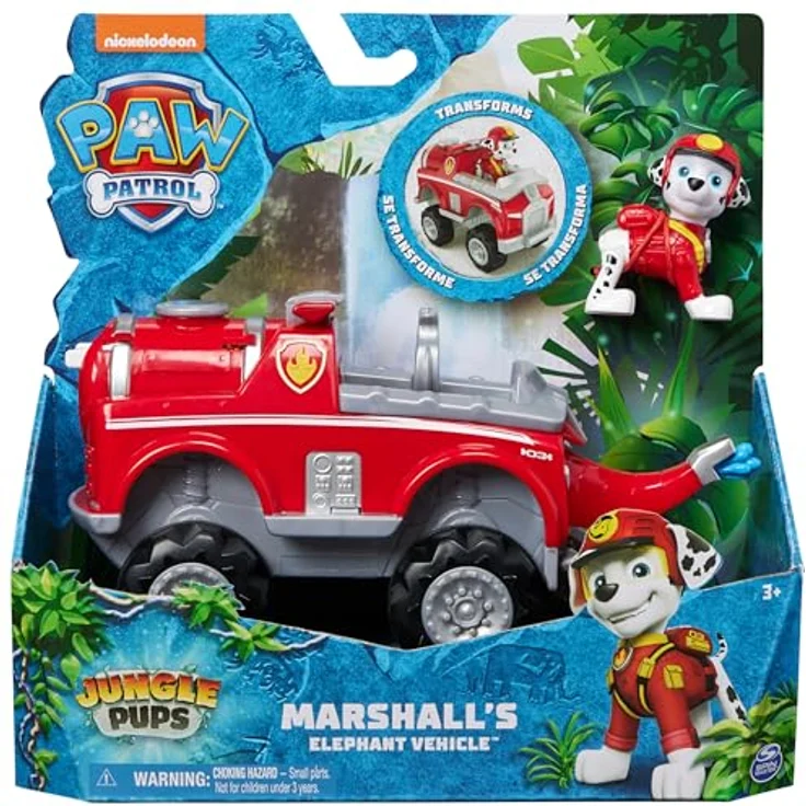 Spin Master Paw Patrol Spielzeug-Auto Jungle Pups, Marshall Offroad-Fahrzeug mit  ausklappbarer Rettungsleiter und Lichtleiste – Bild 3