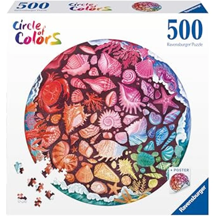 Ravensburger Puzzle 12200823 - Circle of Colors, Seashell - 500 Teile für Erwachsene und Kinder ab 12 Jahren, Rundes Puzzle in bunten Landschaftsmotiven – Bild 2