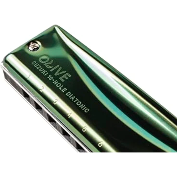 Suzuki Olive Diatonic Harmonica, Mundharmonika in C mit lebhaft grünen Oliven-Coverplatten und Austauschbarem Reed-Plate – Bild 3