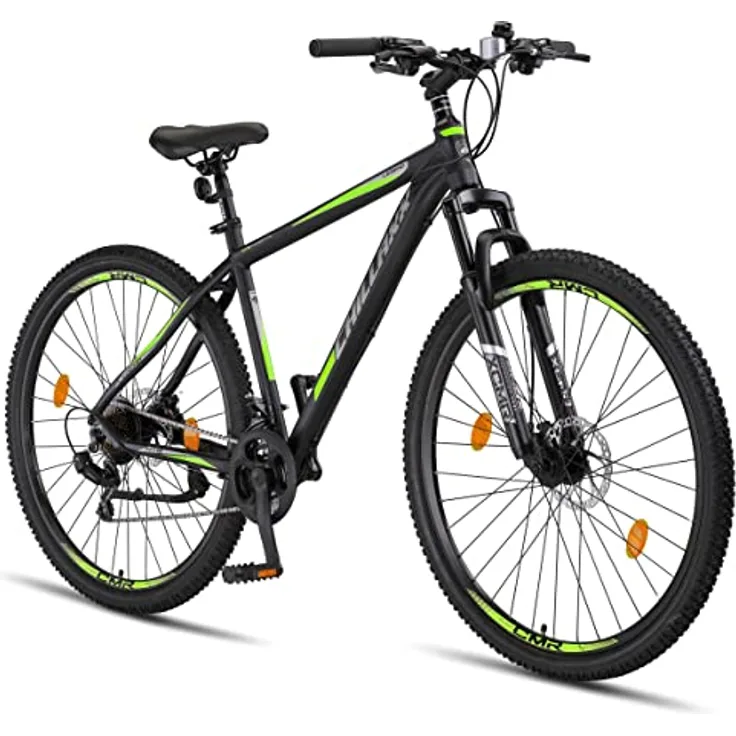 Chillaxx Bike Legend Aluminium 24, 26, 27,5 und 29 Zoll Shimano Mountainbike MTB Fahrrad für Jungen Mädchen Herren und Damen 21 Gang Schaltung Herrenrad Damenrad (29 Zoll, Schwarz-Lime Disc-Bremse)
