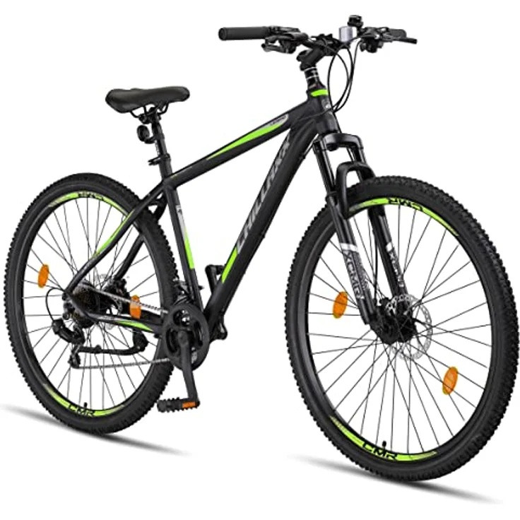 Chillaxx Bike Legend Aluminium 24, 26, 27,5 und 29 Zoll Shimano Mountainbike MTB Fahrrad für Jungen Mädchen Herren und Damen 21 Gang Schaltung Herrenrad Damenrad (29 Zoll, Schwarz-Lime Disc-Bremse) – Bild 1