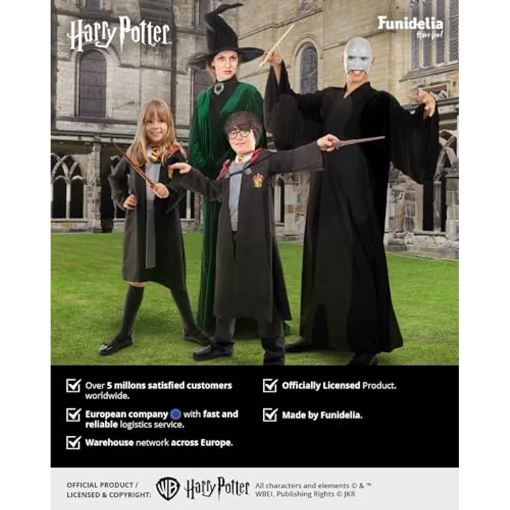 Metamorph Harry Potter Ravenclaw Umhang für Kinder, schwarzer Kapuzenumhang mit blauer Innenseite und aufgesticktem Emblem, Größe 122-128 – Bild 4
