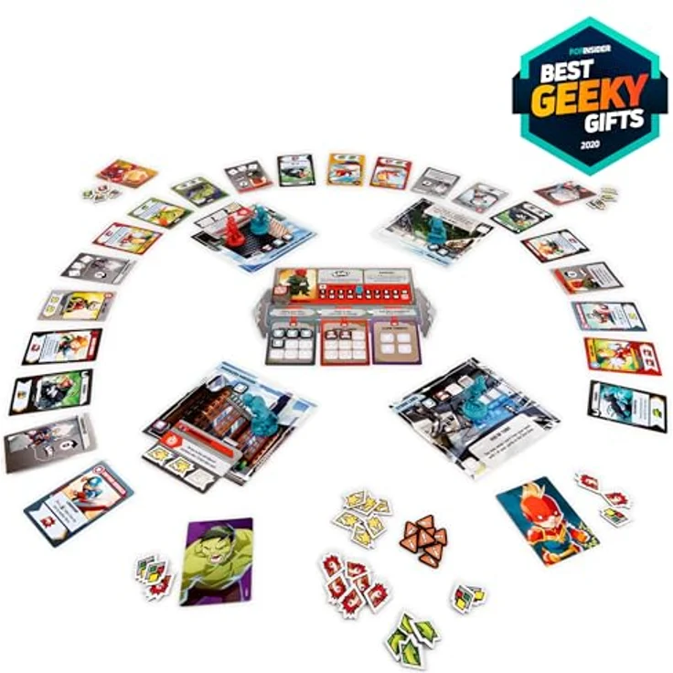 Spin Master Marvel United, Kooperatives Strategiespiel für 1-4 Spieler ab 8 Jahren, enthält 7 Helden- und 3 Bösewichtsstücke, 84 Karten und 156 Token – Bild 3