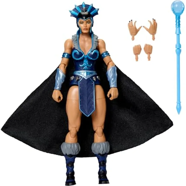 Masters of the Universe Masterverse Actionfigur New Eternia Evil-Lyn, ca. 18 cm, 30 Bewegungspunkte, abnehmbarer Umhang, Stab mit Kristallkugel, JBP77