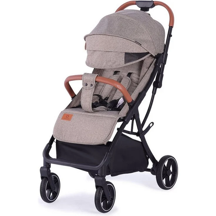 Babytrold Piza Sand, kompakter Kinder-Buggy bis 22 kg, leicht klappbar, verstellbare Rückenlehne, wartungsfreie PU-Räder
