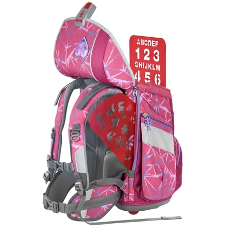Step by Step Schulranzen-Set 2IN1 Plus „Star Stella“, 6-teilig, ergonomischer Tornister in lila-rosa mit Stern-Design, höhenverstellbar, inkl. Reflektoren und Hüftgurt, 19L für Mädchen ab der 1. Klasse – Bild 5