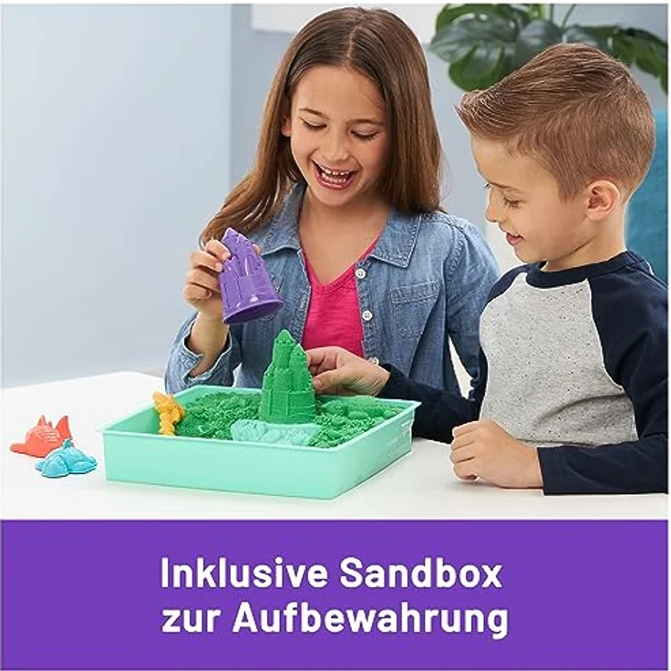 Spin Master Kinetic Sand Kreativset, 454 g in Grün, mit Förmchen und Schäufelchen für kreatives Spielen – Bild 5