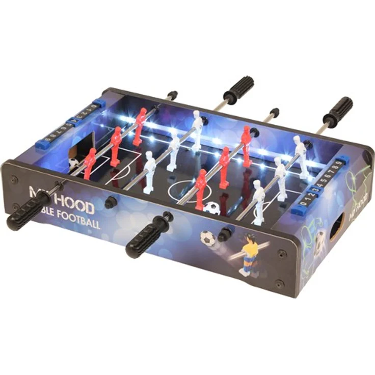 My Hood Table Football Mini, kompaktes Tischfußballspiel mit 24 Leuchten, inklusive zwei Fußbälle