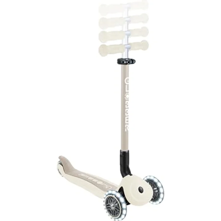 Globber GO-UP Active Lights ECO, 3 in 1 Dreirad, Laufrad und Scooter, höhenverstellbar, 120/80 mm, kokos weiß – Bild 4