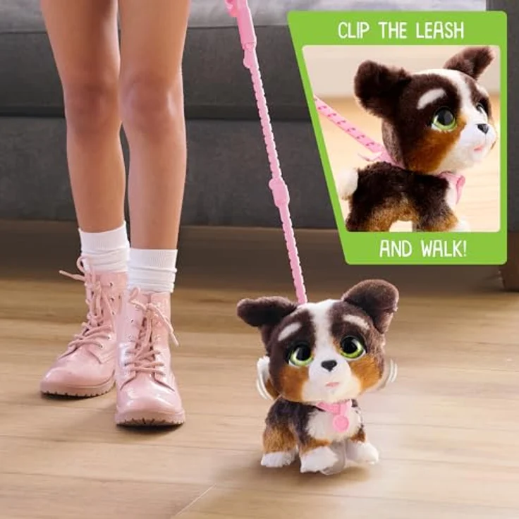 Just Play furReal Walk-A-Lots Bernedoodle interaktives Spielzeug, 20 cm groß, hüpfender Plüschwelpe mit Soundeffekten, braun-weiß-schwarz, Kinderspielzeug ab 4 Jahren – Bild 4