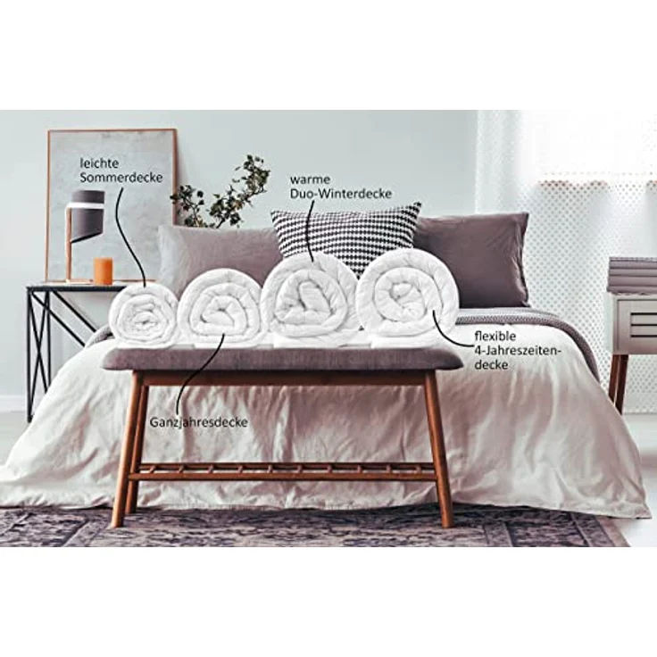 sleepling 190063 Basic 340 warme Duo Winterdecke aus 100% Baumwolle Satin 135 x 200 cm, weiß - Allergikerfreundliche Winterbettdecke mit optimaler Wärmespeicherung – Bild 5