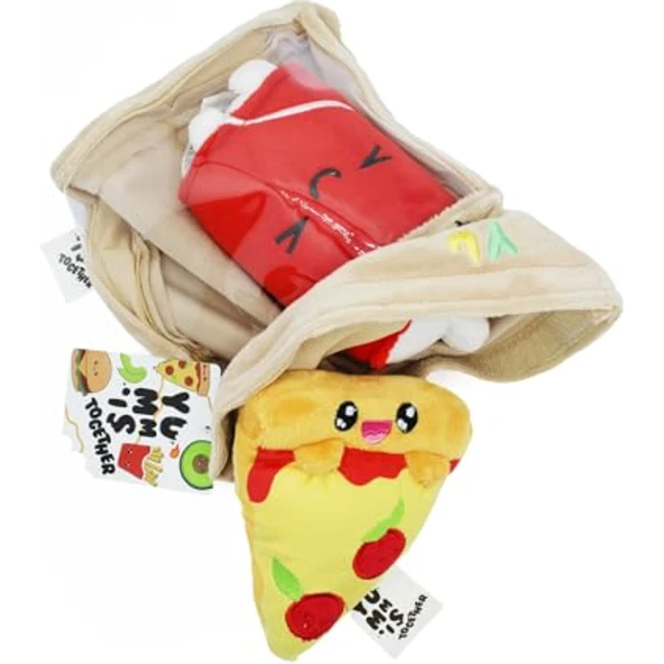 Joy Toy Yummies Together Pizza und Cola, 2-fach Plüschset 15 cm in Take Away Plüsch Tasche 21x21 cm, ideal als Geschenk für Kinder und Fast-Food-Fans – Bild 4