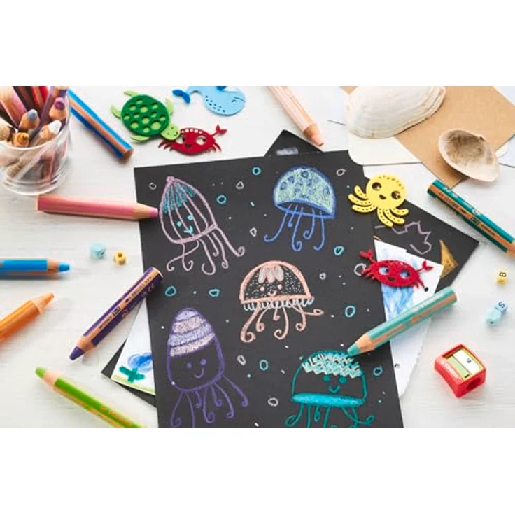 STABILO woody 3in1, Buntstift, Wassermalfarbe und Wachsmalkreide, 10 Stück, 30 Jahre Spaß – Bild 8