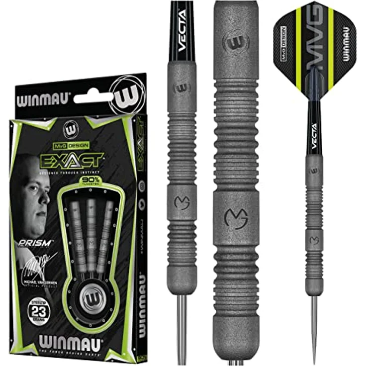 WINMAU MvG Exact 23 Gramm Profi Wolfram Steeltip Dartpfeile Set mit Winmau Prism Alpha Flügen und Vecta Schäften, Aluminium Point Protector – Bild 5