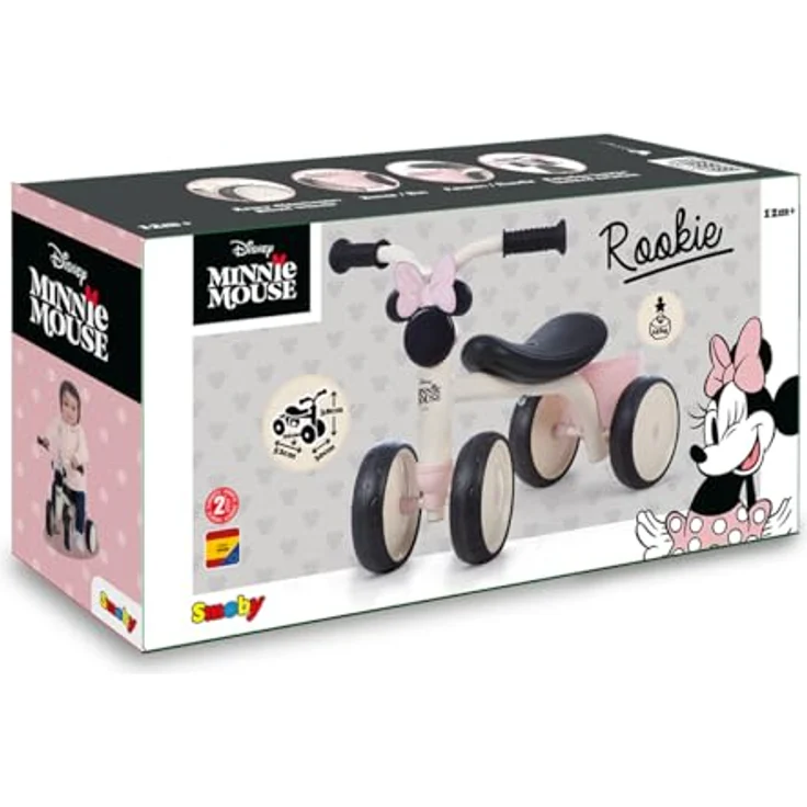 Smoby Minnie Rookie Ride-On, Retro-Laufrad im Minnie Maus Design mit vier Rädern und leisen Reifen – Bild 7