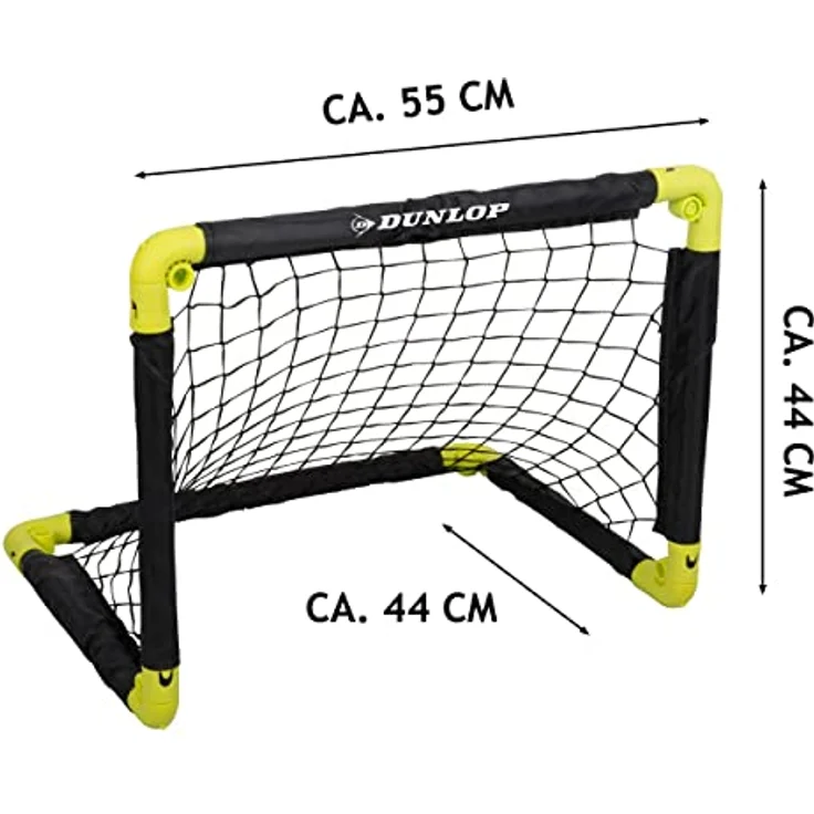DUNLOP Fußballtor 50 x 44 x 44 cm - Set von 2 - Faltbares Fussballtor - Metall - Schwarz/Gelb – Bild 3
