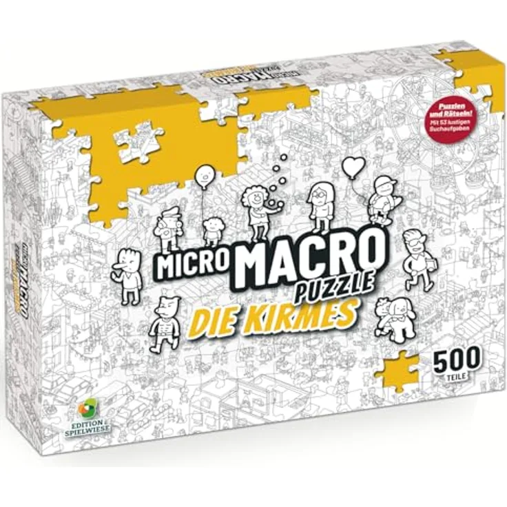 Edition Spielwiese MicroMacro Puzzle, Die Kirmes 500 Teile mit 53 Suchaufgaben für Erwachsene