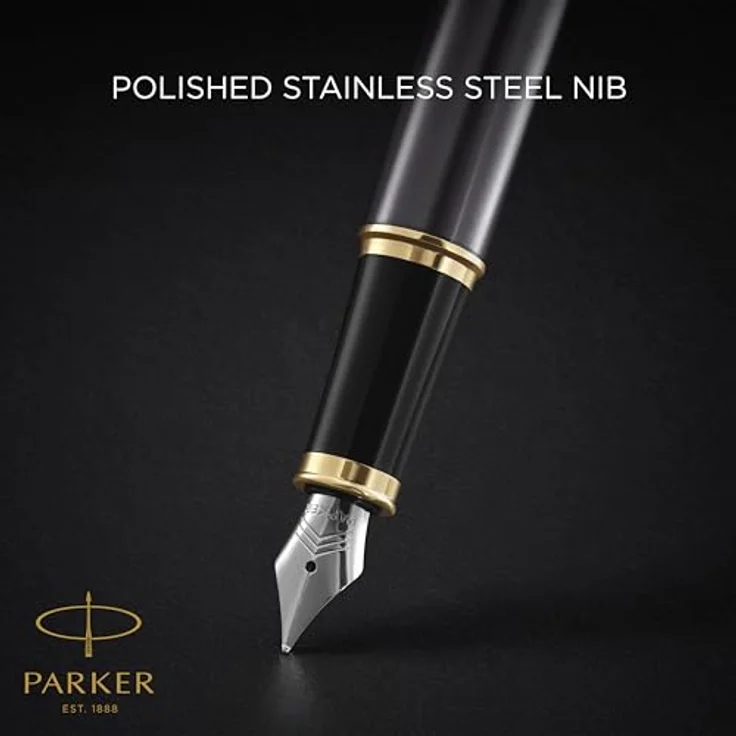 Parker Füllhalter IM Grey Lacquer GT, Premium Füller goldene Zierteile Feder M – Bild 5