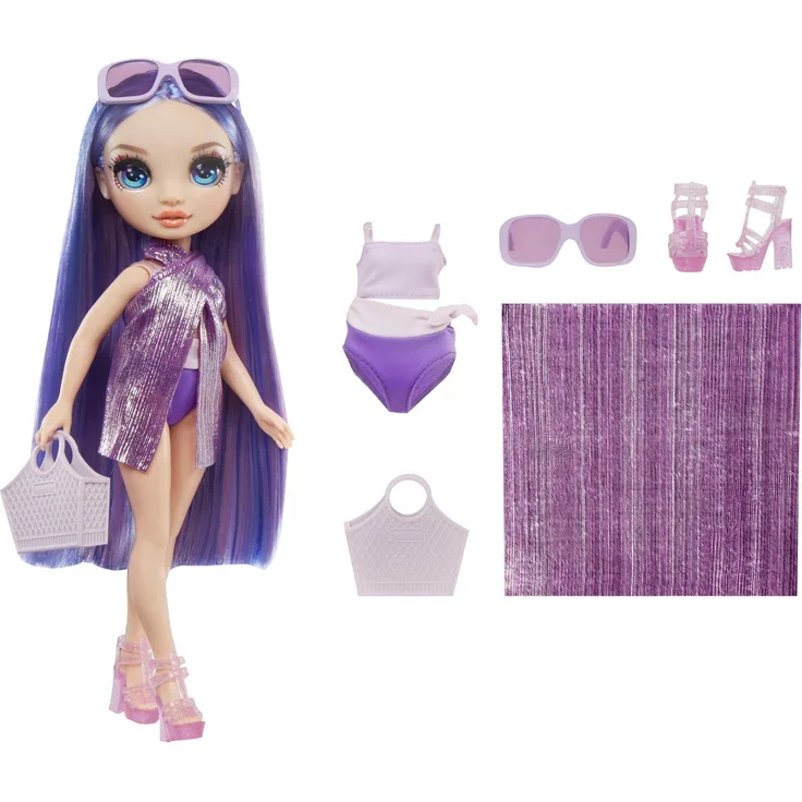 Rainbow High Anziehpuppe Rainbow High Swim & Style Fashion Doll - Violet (Purple), Bademodepuppe mit Accessoires