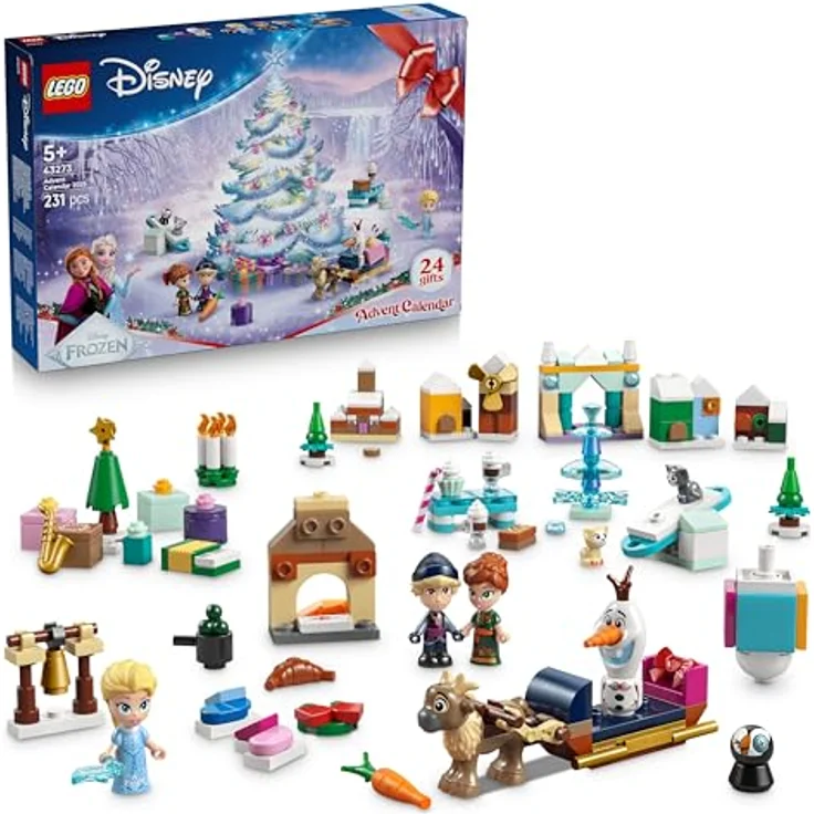 LEGO Adventskalender 2025 (LEGO Disney, 43273), inklusive festlichen Disney-Prinzessinnen-Motiven, für Kinder ab 5 Jahren, handlich und leicht, 415 g – Bild 1