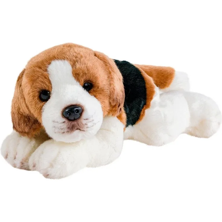 Teddys Rothenburg Kuscheltier Beagle liegend 30 cm Plüschhund, kuschelweicher Plüsch, schwarz-weiß-braun, maschinenwaschbar bis 30°C